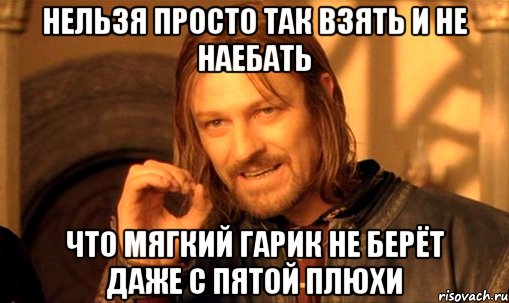 нельзя просто так взять и не наебать что мягкий гарик не берёт даже с пятой плюхи, Мем Нельзя просто так взять и (Боромир мем)