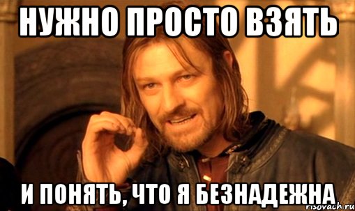 нужно просто взять и понять, что я безнадежна, Мем Нельзя просто так взять и (Боромир мем)