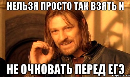 нельзя просто так взять и не очковать перед егэ, Мем Нельзя просто так взять и (Боромир мем)