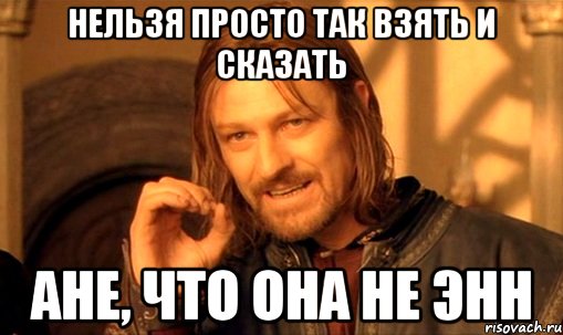 нельзя просто так взять и сказать ане, что она не энн, Мем Нельзя просто так взять и (Боромир мем)