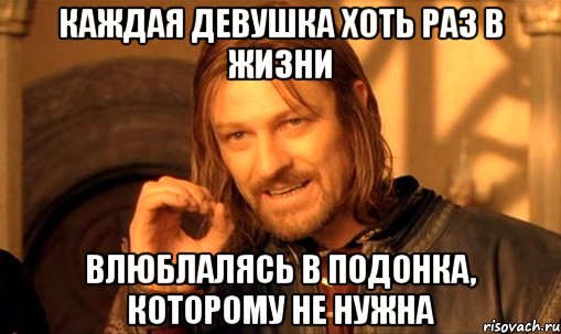 каждая девушка хоть раз в жизни влюблалясь в подонка, которому не нужна, Мем Нельзя просто так взять и (Боромир мем)