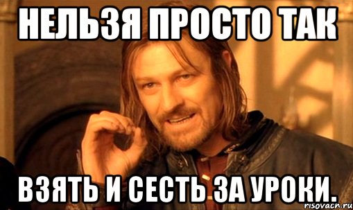 нельзя просто так взять и сесть за уроки., Мем Нельзя просто так взять и (Боромир мем)