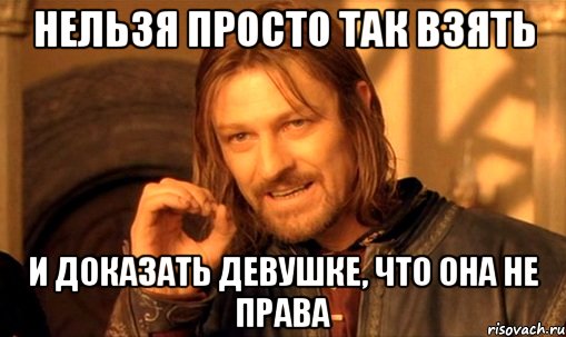 нельзя просто так взять и доказать девушке, что она не права, Мем Нельзя просто так взять и (Боромир мем)