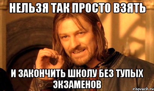 нельзя так просто взять и закончить школу без тупых экзаменов, Мем Нельзя просто так взять и (Боромир мем)