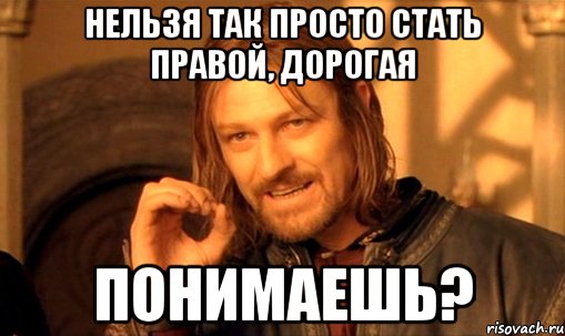 нельзя так просто стать правой, дорогая понимаешь?, Мем Нельзя просто так взять и (Боромир мем)