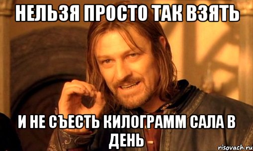 нельзя просто так взять и не съесть килограмм сала в день, Мем Нельзя просто так взять и (Боромир мем)