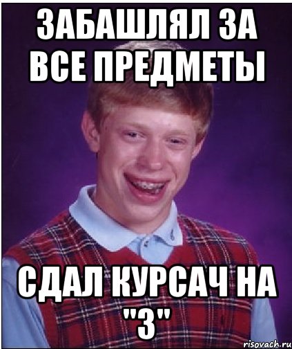 забашлял за все предметы сдал курсач на "3", Мем Неудачник Брайан