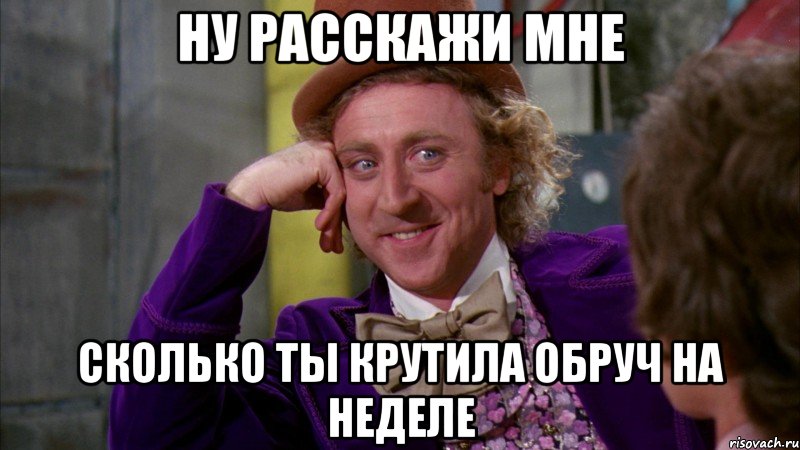 ну расскажи мне сколько ты крутила обруч на неделе, Мем Ну давай расскажи (Вилли Вонка)