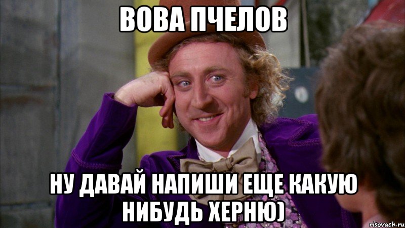 вова пчелов ну давай напиши еще какую нибудь херню), Мем Ну давай расскажи (Вилли Вонка)