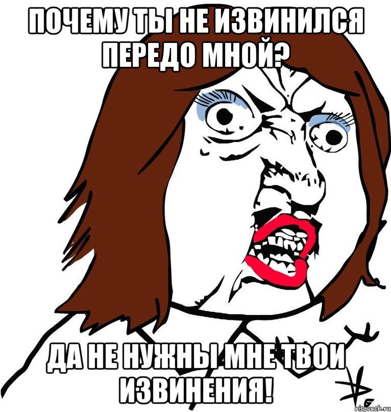 почему ты не извинился передо мной? да не нужны мне твои извинения!, Мем Ну почему (девушка)