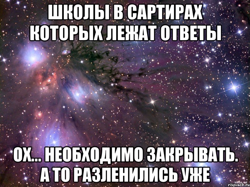 школы в сартирах которых лежат ответы ох... необходимо закрывать. а то разленились уже, Мем Космос