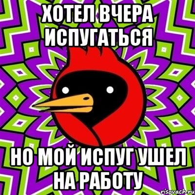 хотел вчера испугаться но мой испуг ушел на работу, Мем Омская птица