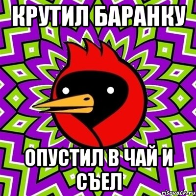 крутил баранку опустил в чай и съел, Мем Омская птица