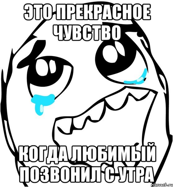 это прекрасное чувство когда любимый позвонил с утра, Мем  Плачет от радости