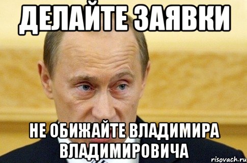 делайте заявки не обижайте владимира владимировича, Мем путин