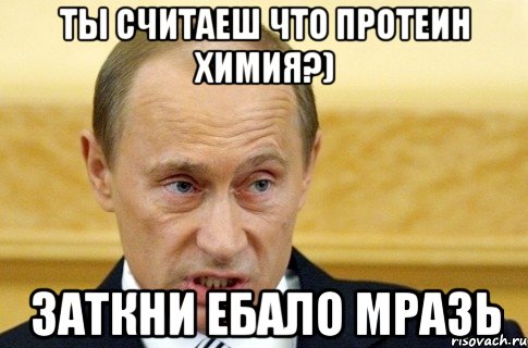 ты считаеш что протеин химия?) заткни ебало мразь, Мем путин