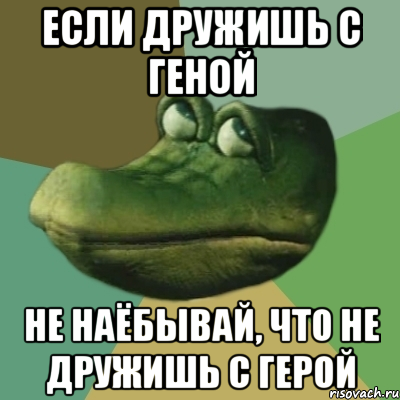 если дружишь с геной не наёбывай, что не дружишь с герой, Мем  Ракодил