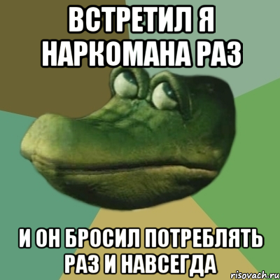 встретил я наркомана раз и он бросил потреблять раз и навсегда, Мем  Ракодил