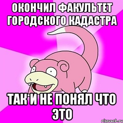 окончил факультет городского кадастра так и не понял что это, Мем слоупок