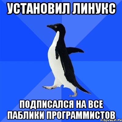 установил линукс подписался на все паблики программистов