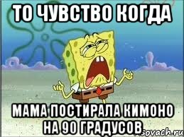 то чувство когда мама постирала кимоно на 90 градусов, Мем Спанч Боб плачет