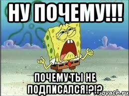 ну почему!!! почему ты не подписался!?!?, Мем Спанч Боб плачет