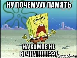 ну почемууу память на компе не вечна!!!??7, Мем Спанч Боб плачет