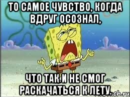 то самое чувство, когда вдруг осознал, что так и не смог раскачаться к лету., Мем Спанч Боб плачет