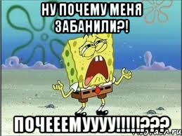 ну почему меня забанили?! почееемуууу!!!???, Мем Спанч Боб плачет