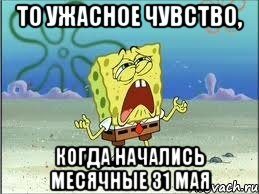 то ужасное чувство, когда начались месячные 31 мая, Мем Спанч Боб плачет