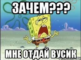 зачем??? мне отдай вусик, Мем Спанч Боб плачет