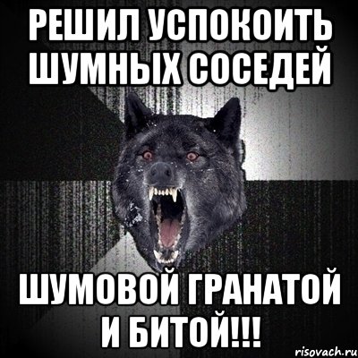 решил успокоить шумных соседей шумовой гранатой и битой!!!, Мем Сумасшедший волк