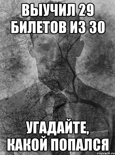 выучил 29 билетов из 30 угадайте, какой попался, Мем типичный человек безысходность