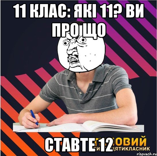 11 клас: які 11? ви про що ставте 12, Мем Типовий одинадцятикласник