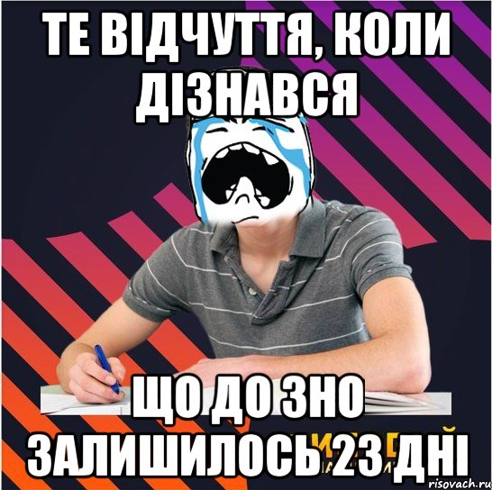 те відчуття, коли дізнався що до зно залишилось 23 дні