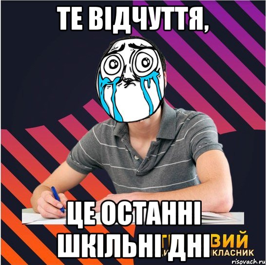 те відчуття, це останні шкільні дні, Мем Типовий одинадцятикласник