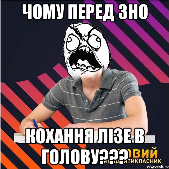 чому перед зно кохання лізе в голову???, Мем Типовий одинадцятикласник