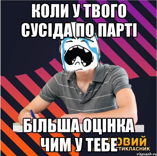 коли у твого сусіда по парті більша оцінка чим у тебе, Мем Типовий одинадцятикласник