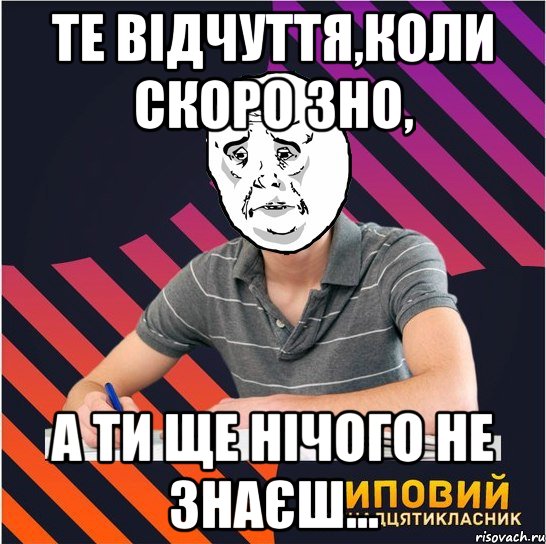 те відчуття,коли скоро зно, а ти ще нічого не знаєш..., Мем Типовий одинадцятикласник