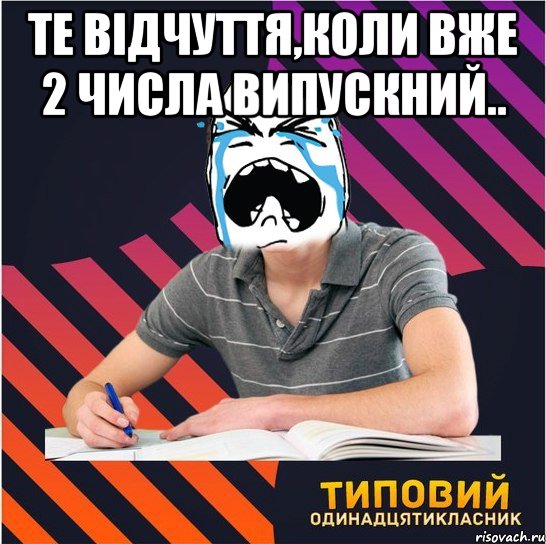 те відчуття,коли вже 2 числа випускний.. , Мем Типовий одинадцятикласник