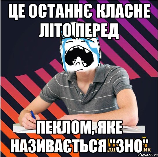 це останнє класне літо перед пеклом, яке називається "зно"