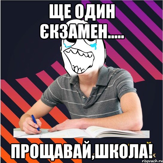 ще один єкзамен..... прощавай,школа!, Мем Типовий одинадцятикласник