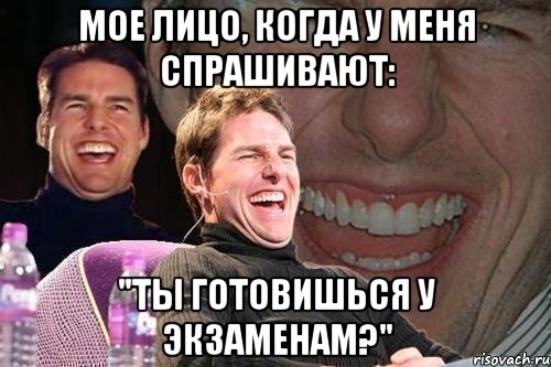 мое лицо, когда у меня спрашивают: "ты готовишься у экзаменам?"