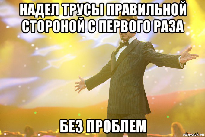 надел трусы правильной стороной с первого раза без проблем, Мем Тони Старк (Роберт Дауни младший)