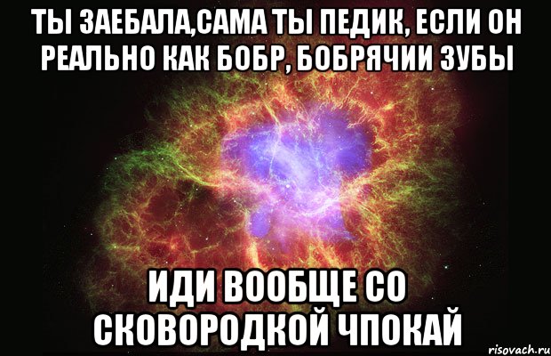 ты заебала,сама ты педик, если он реально как бобр, бобрячии зубы иди вообще со сковородкой чпокай, Мем Туманность