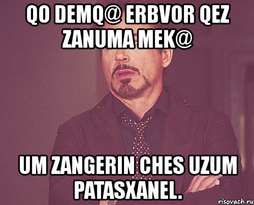 qo demq@ erbvor qez zanuma mek@ um zangerin ches uzum patasxanel., Мем твое выражение лица