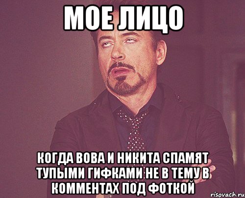 мое лицо когда вова и никита спамят тупыми гифками не в тему в комментах под фоткой, Мем твое выражение лица