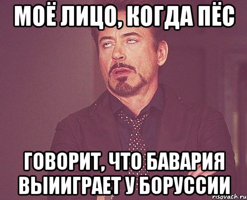 моё лицо, когда пёс говорит, что бавария выииграет у боруссии, Мем твое выражение лица