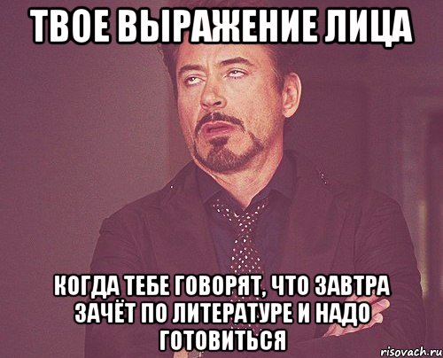 твое выражение лица когда тебе говорят, что завтра зачёт по литературе и надо готовиться, Мем твое выражение лица