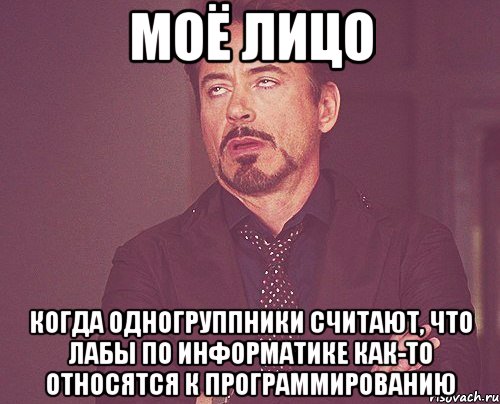 моё лицо когда одногруппники считают, что лабы по информатике как-то относятся к программированию, Мем твое выражение лица